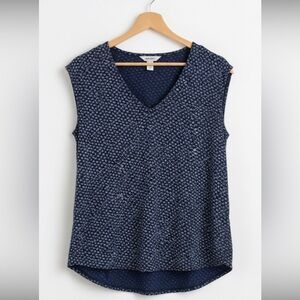 Old Navy Navy Blue Patterned Blouse Sleeveless V-Neck